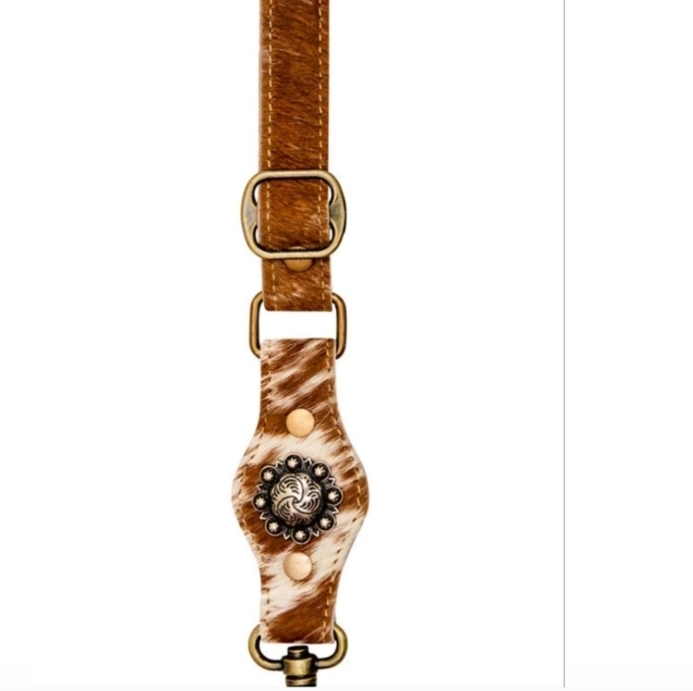 NEW With Out Tag Western Bag Strap Tooled Cowhide Leather Buckle Style